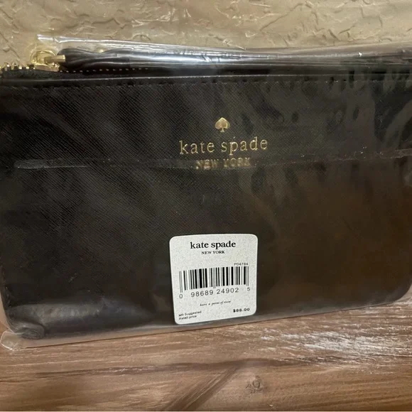kate spade Black Saffiano Zip Wristlet with Gold Logo - Picture 5 of 6